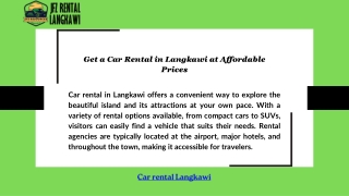 Get a Car Rental in Langkawi at Affordable Prices