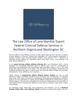 The Law Office of Lana Manitta- Expert Federal Criminal Defense Services in Northern Virginia and Washington DC