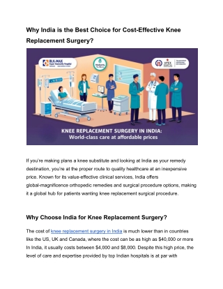 Why India is the Best Choice for Cost-Effective Knee Replacement Surgery