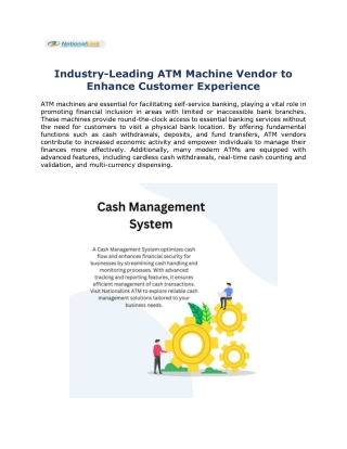 Industry-Leading ATM Machine Vendor to Enhance Customer Experience 