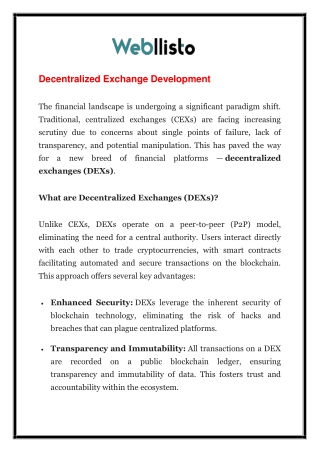 Decentralized Exchange Development
