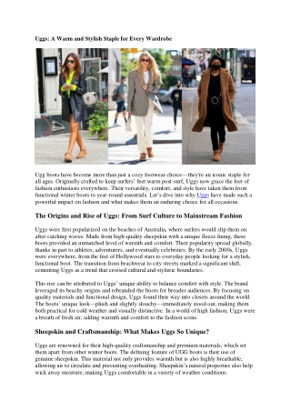 Uggs: Iconic Style and Comfort for Every Season