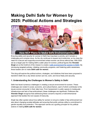 Making Delhi Safe for Women by 2025: Political Actions and Strategies