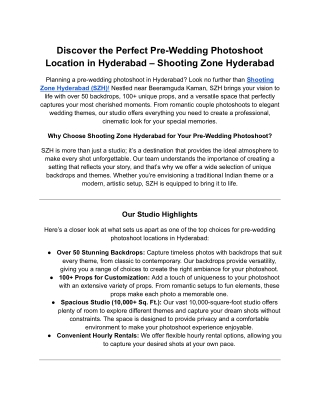 Pre-Wedding Photoshoot Location in Hyderabad