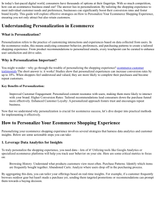 How to Personalize Your Ecommerce Shopping Experience