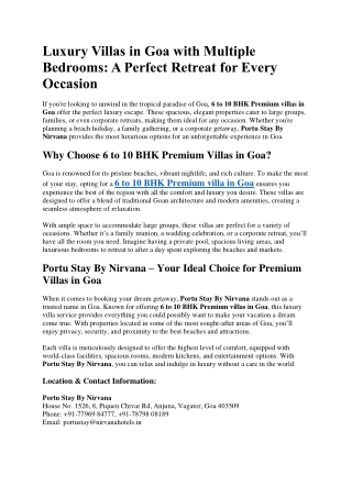 Luxury Villas in Goa with Multiple Bedrooms