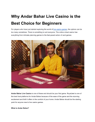 Why Andar Bahar Live Casino is the Best Choice for Beginners
