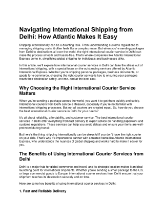 Navigating International Shipping from Delhi: How Atlantic Makes It Easy