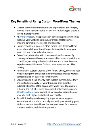 Unlock Your Brand’s Potential with Custom WordPress Themes by Amral Infotech