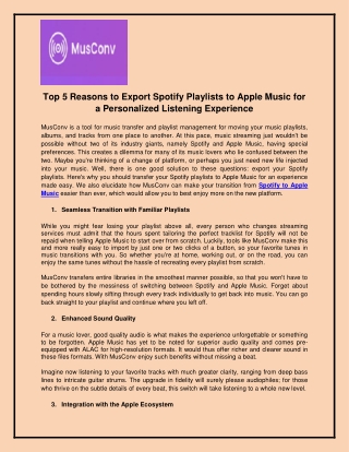 Top 5 Reasons to Export Spotify Playlists to Apple Music for a Personalized Listening Experience