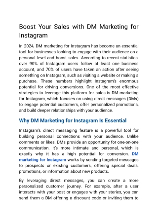 Boost Your Sales with DM Marketing for Instagram