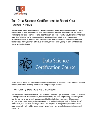 Top Data Science Certifications to Boost Your Career in 2024