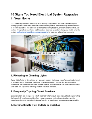 10 Signs You Need Electrical System Upgrades in Your Home