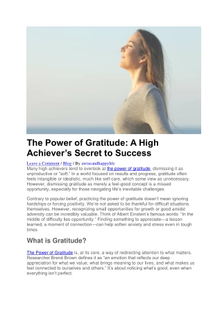 The Power of Gratitude