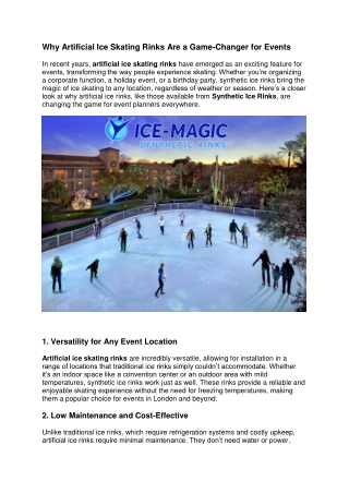 Why Artificial Ice Skating Rinks Are a Game