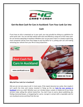 Get the Best Cash for Cars in Auckland