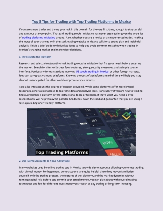 Top 5 Tips for Trading with Top Trading Platforms in Mexico
