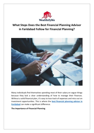 What Steps Does the Best Financial Planning Advisor in Faridabad Follow for Financial Planning