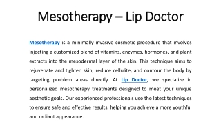 Mesotherapy - Lip Doctor