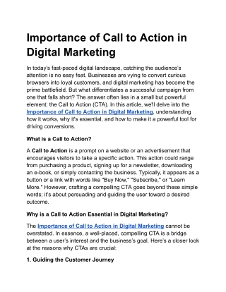 Importance of Call to Action in Digital Marketing