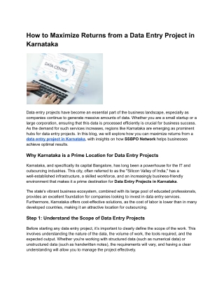 How to Maximize Returns from a Data Entry Project in Karnataka