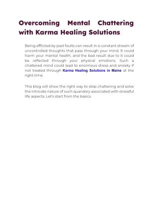 Overcoming Mental Chattering with Karma Healing Solutions