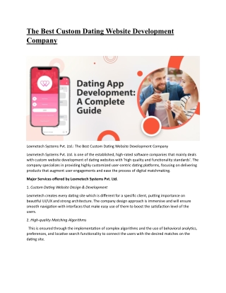 The Best Custom Dating Website Development Company