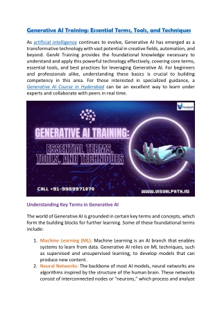Generative AI Training | Generative AI Course In Hyderabad