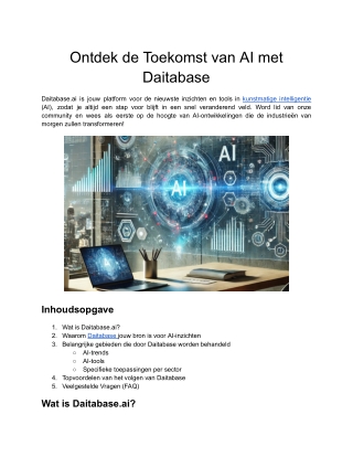 Ontdek de Toekomst van AI met Daitabase