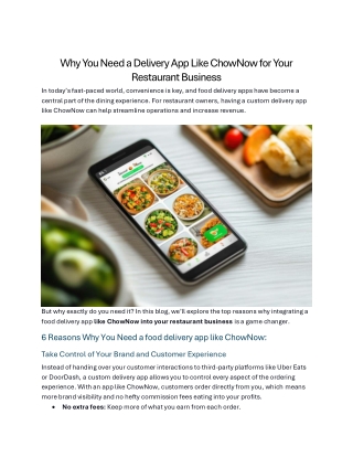 Why You Need a Delivery App Like ChowNow for Your Restaurant Business 2025