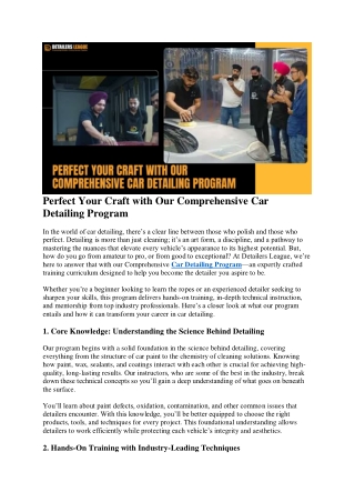 Perfect Your Craft with Our Comprehensive Car Detailing Program