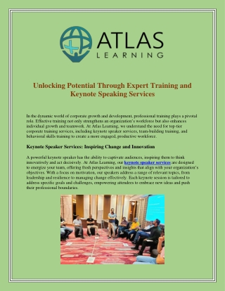 Unlocking Potential Through Expert Training and Keynote Speaking Services