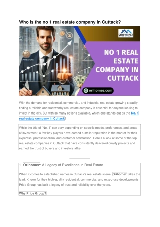 Who is the no 1 real estate company in Cuttack