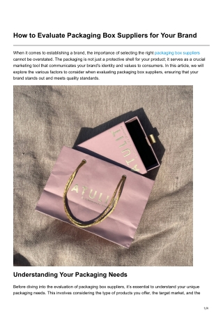 How to Evaluate Packaging Box Suppliers for Your Brand