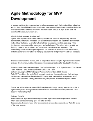 Agile Methodology for MVP Development