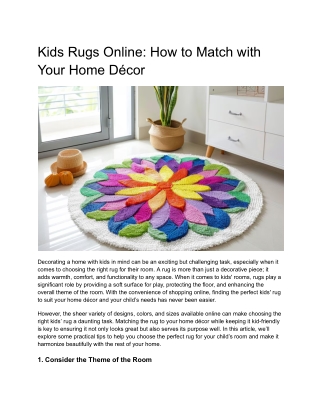 Kids Rugs Online_ How to Match with Your Home Décor
