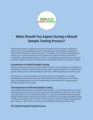 What Should You Expect During a Mould Sample Testing Process?
