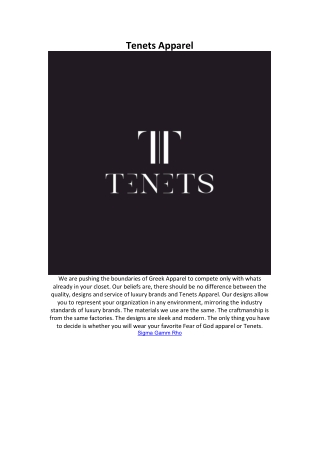 Tenets Apparel