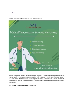 Medical Transcription Services New Jersey - V Transcriptions