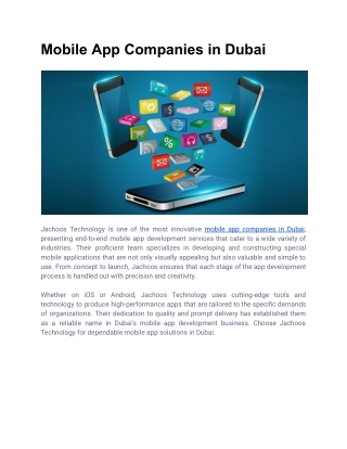 Mobile App Companies in Dubai