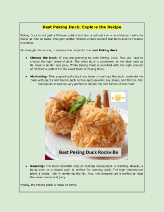 Best Peking Duck: Explore the Recipe