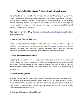 Year-End Audits in Lagos : A Checklist for Business Owners