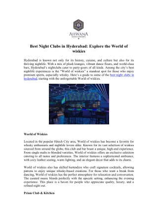 Experience the Best Nightclubs in Hyderabad at World of wiskies