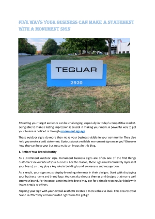 Five Ways Your Business Can Make a Statement with a Monument Sign