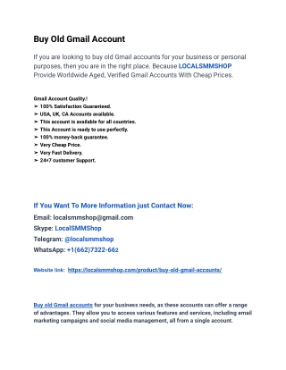 Most Trusted Sites to Buy Old Gmail Accounts In Year