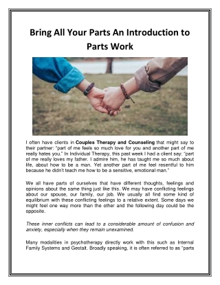 Bring All Your Parts An Introduction to Parts Work