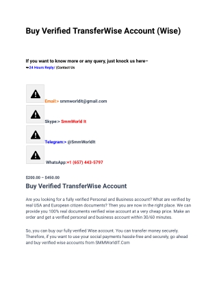 Buy Verified TransferWise Account..it