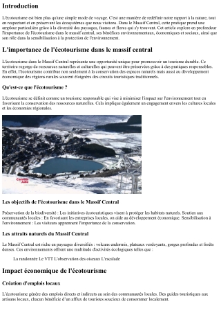 L'importance de l'écotourisme dans le massif central