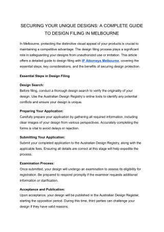 SECURING YOUR UNIQUE DESIGNS_ A COMPLETE GUIDE TO DESIGN FILING IN MELBOURNE