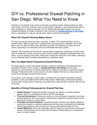 Drywall patching San Diego